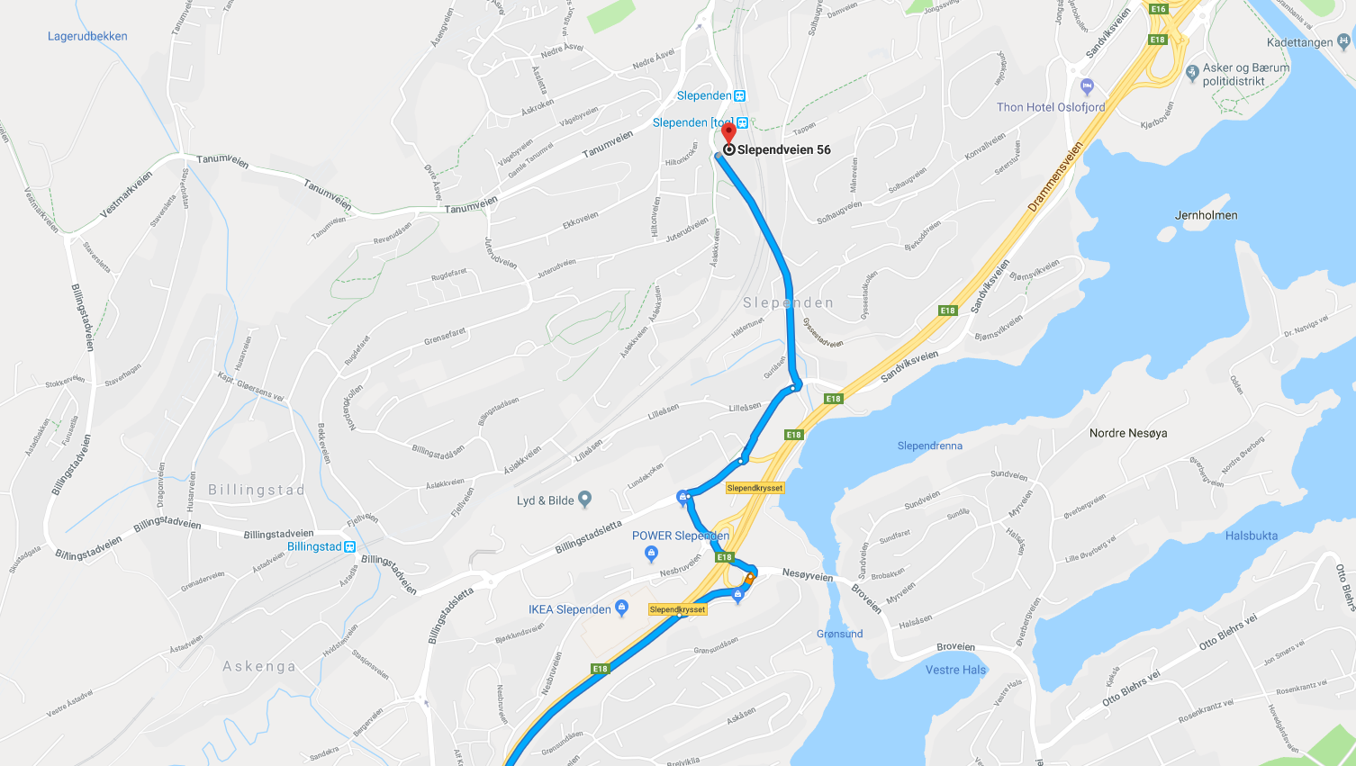 Veibeskrivelse til Malerstua fra Drammen